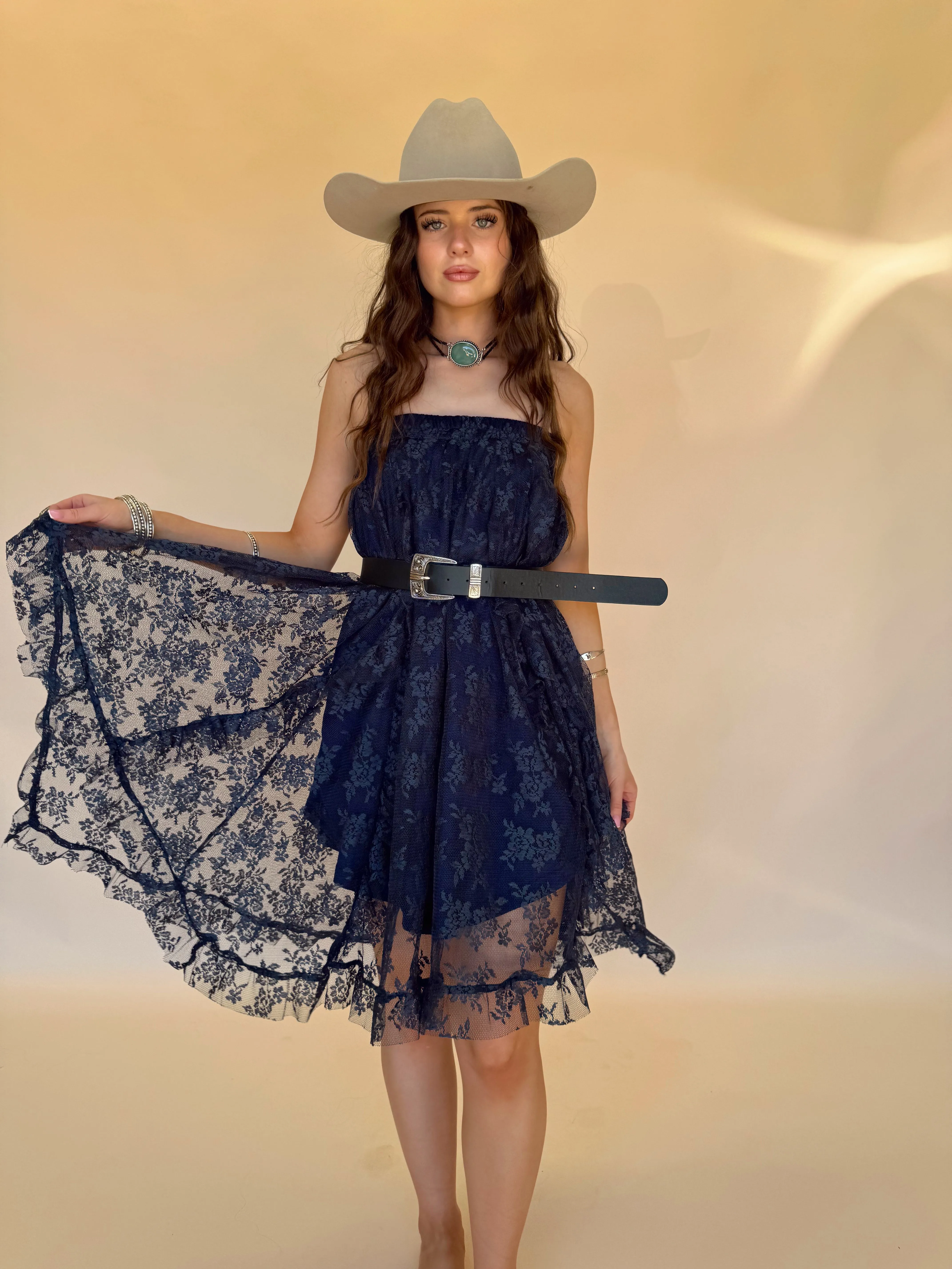 Midnight Lace Midi Skirt