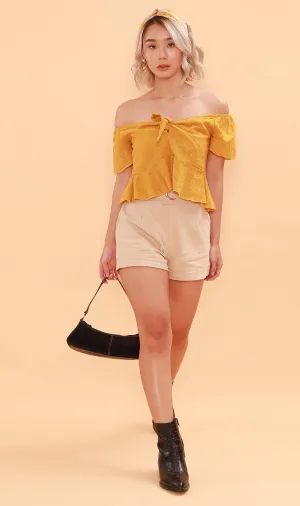 MINDY Tie-Bust Eyelet Crop Top (Canary)
