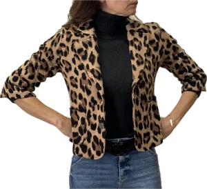 Minnie Rose Leopard Shrunken Blazer