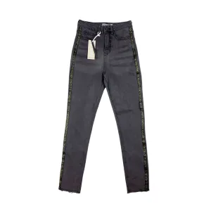 MINT VELVET BLACK DENIM ANIMAL PRINT STRIPR SKINNY JEANS