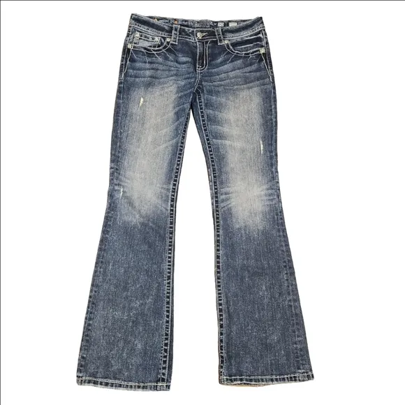 Miss Me Blue Flare Jeans with Decorative Stitching