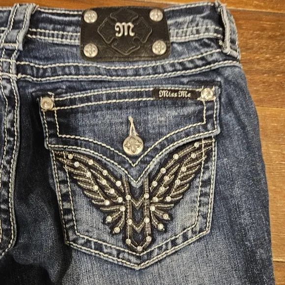Miss Me Blue Flare Jeans with Decorative Stitching