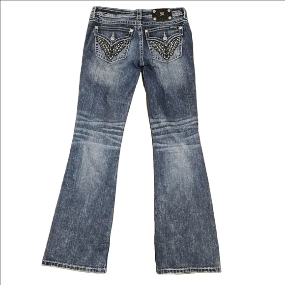Miss Me Blue Flare Jeans with Decorative Stitching