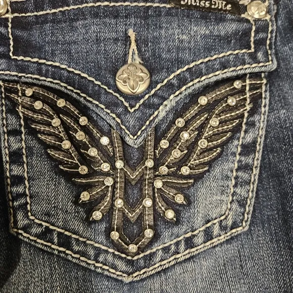 Miss Me Blue Flare Jeans with Decorative Stitching