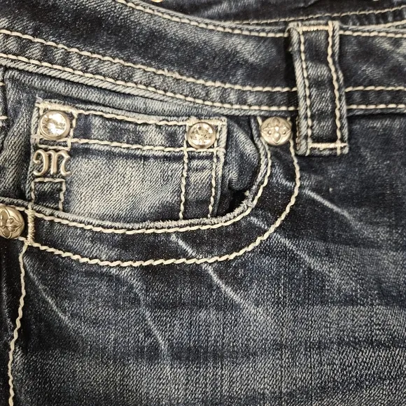Miss Me Blue Flare Jeans with Decorative Stitching