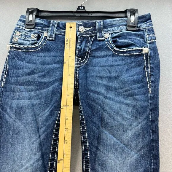 Miss Me Jeans Women's Size 26x31 Bootcut Leather and Heavy Studding Moto Biker9