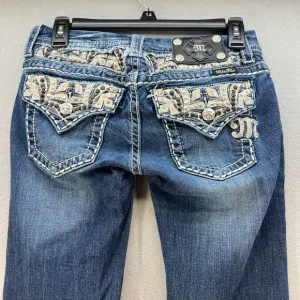 Miss Me Jeans Women's Size 26x31 Bootcut Leather and Heavy Studding Moto Biker9