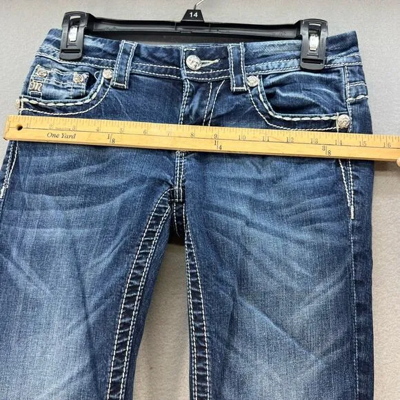 Miss Me Jeans Women's Size 26x31 Bootcut Leather and Heavy Studding Moto Biker9