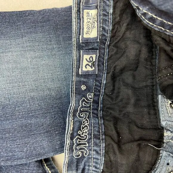 Miss Me Jeans Women's Size 26x31 Bootcut Leather and Heavy Studding Moto Biker9