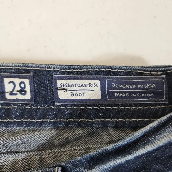 Miss Me Womens Jeans SZ 28 Signature Rise Bootcut Dark Wash Studded Thick Stitch
