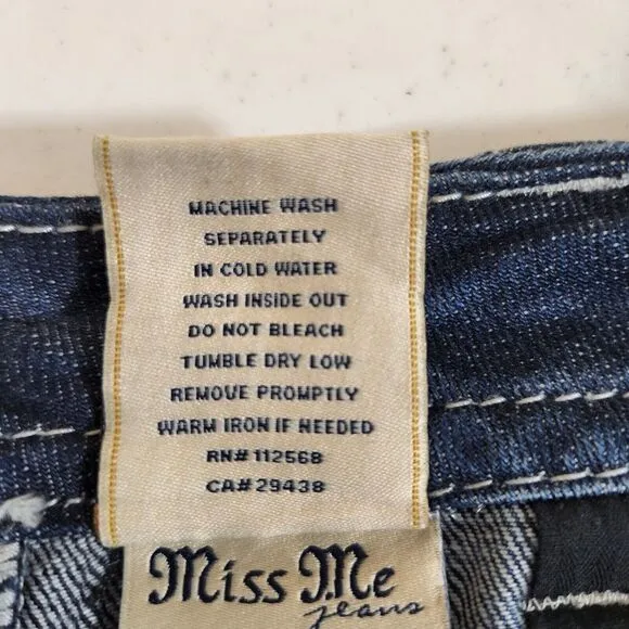 Miss Me Womens Jeans SZ 28 Signature Rise Bootcut Dark Wash Studded Thick Stitch