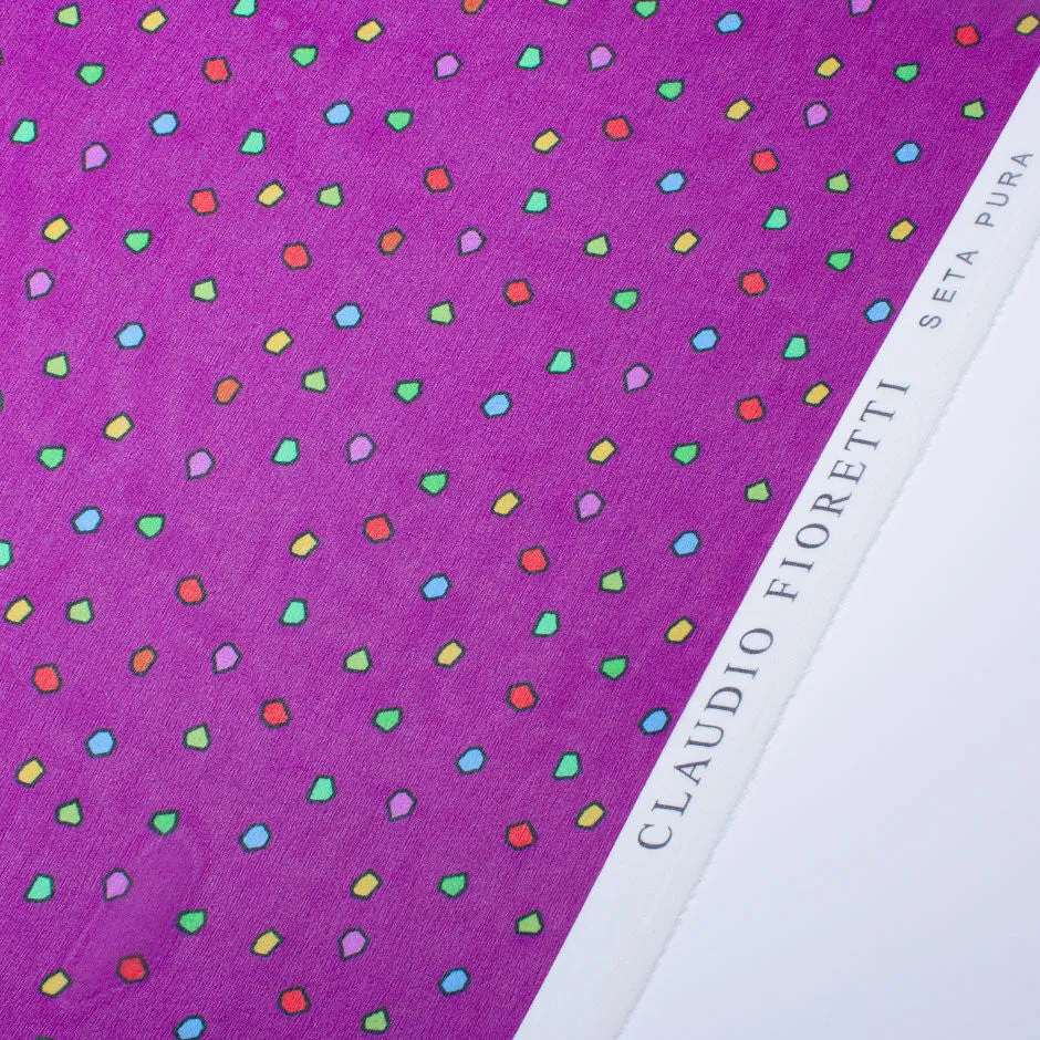Multi-Coloured Printed Magenta Pink Silk Georgette