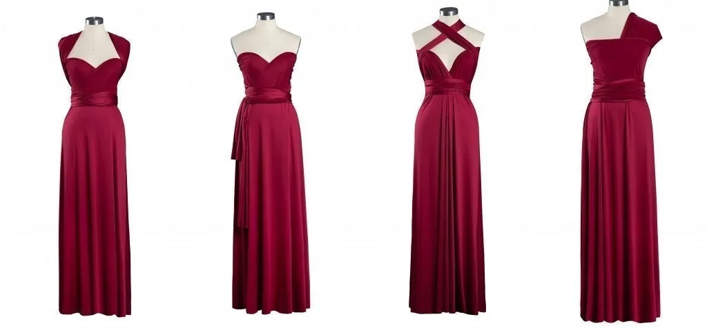 Multiway A-line Burgundy Cheap Long Bridesmaid Dresses Online,WG1043