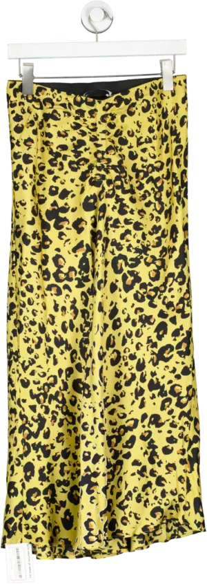 Munthe Yellow Leopard Print Midi Skirt UK 8