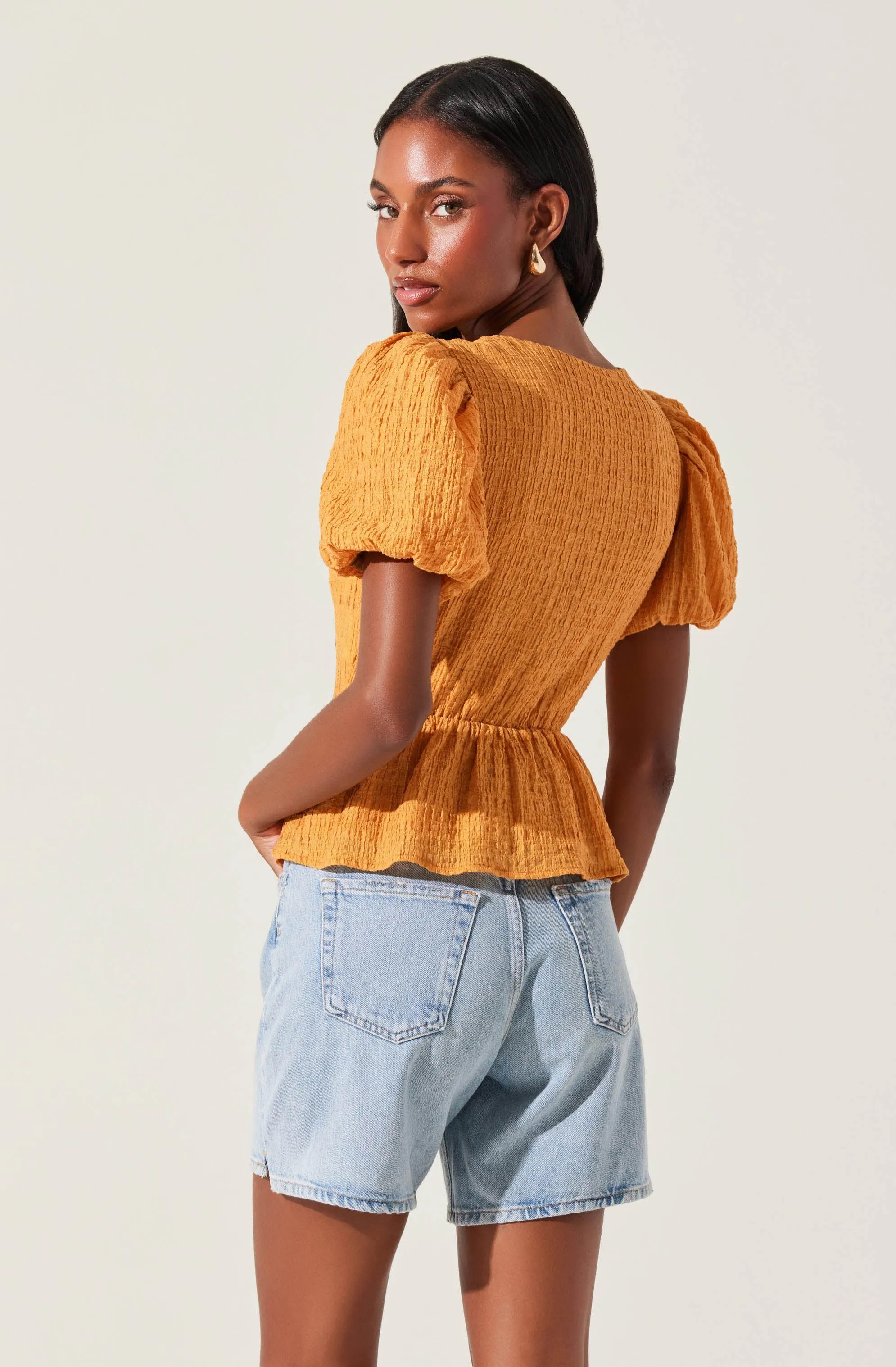 Mylah Puff Sleeve Peplum Top