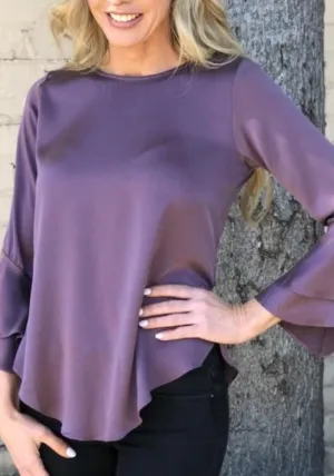 Naomi Silk Double Ruffle Long Sleeve Blouse