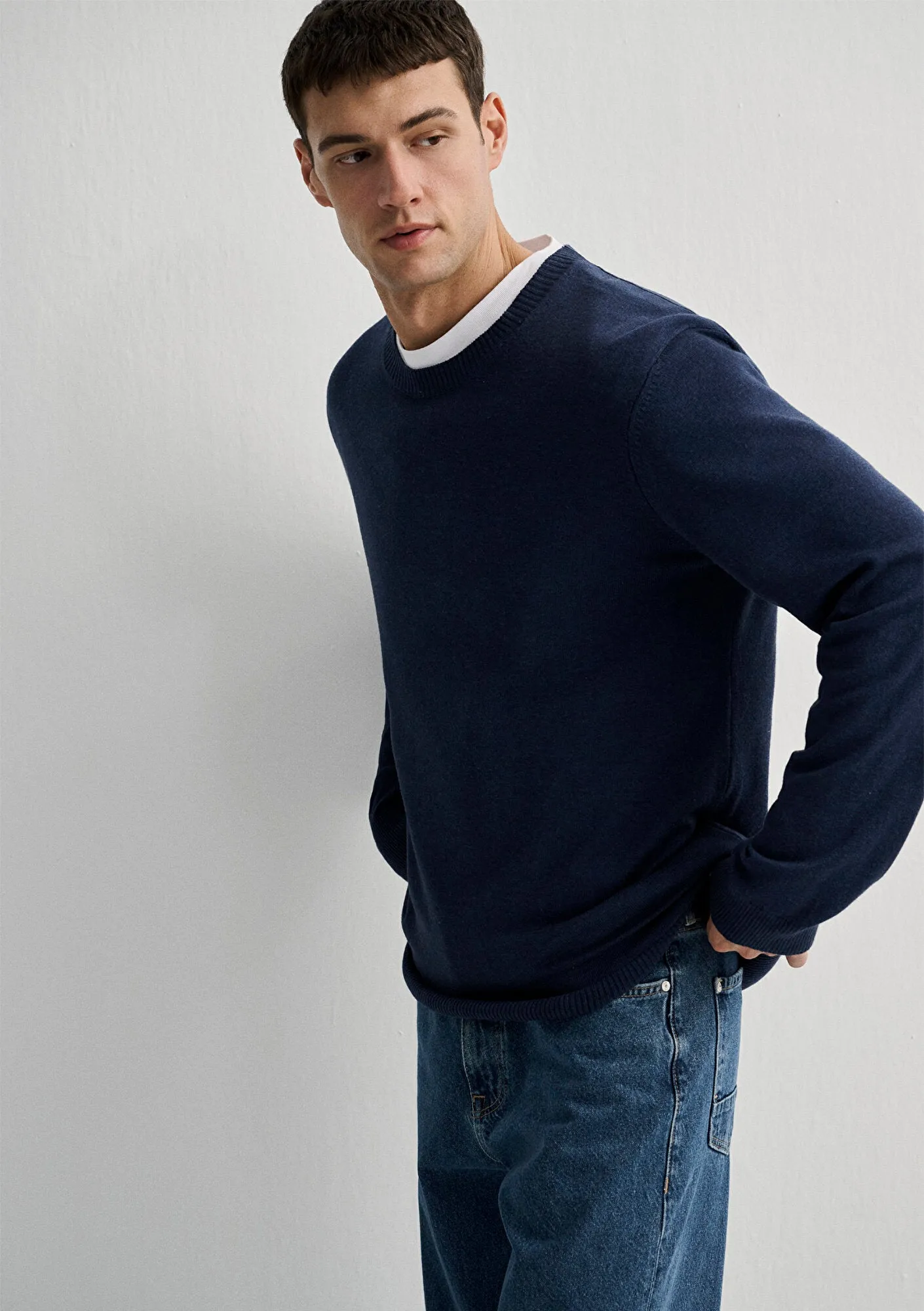 Navy Cashmere Blend Sweater