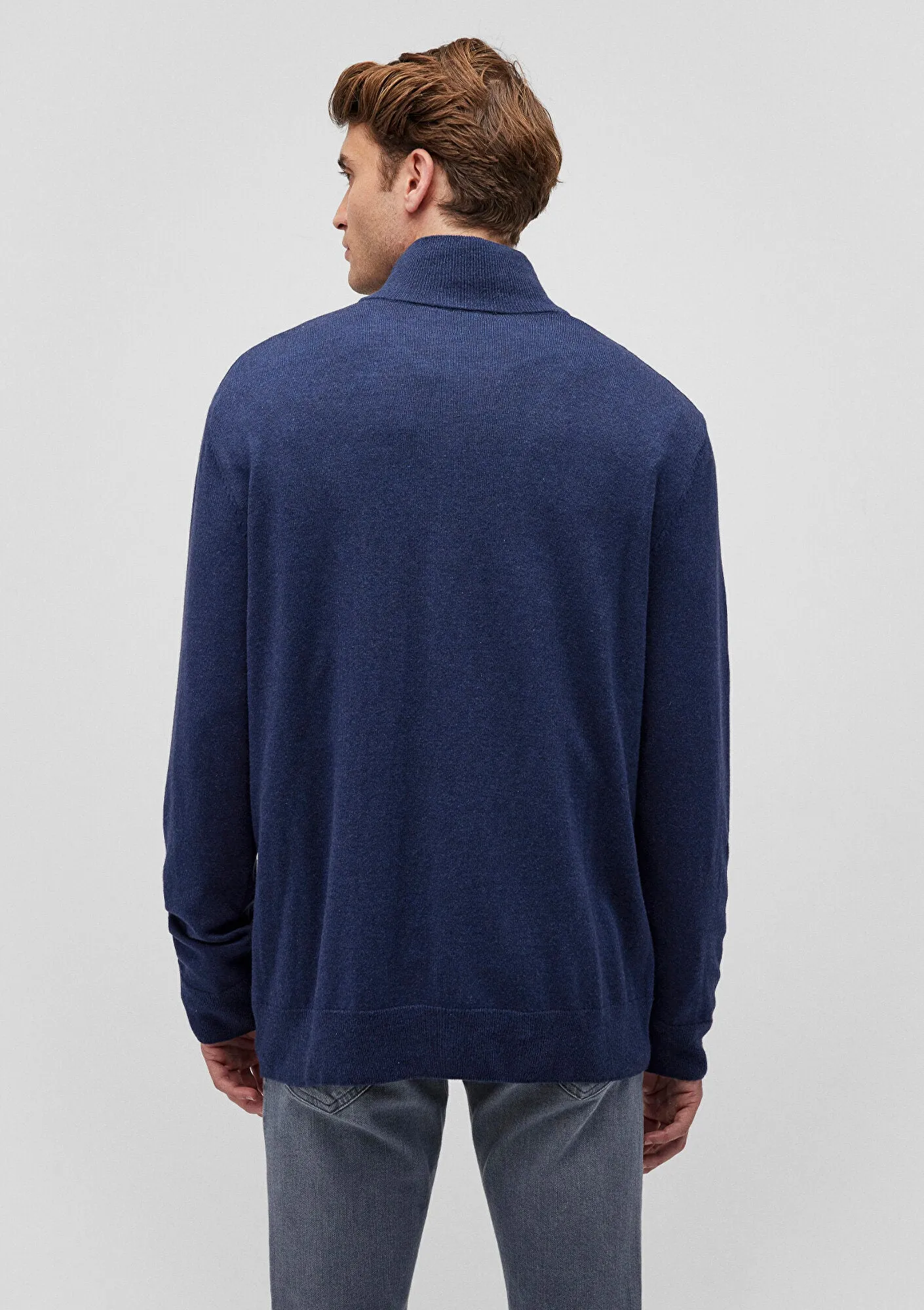 Navy Half-Zip Cashmere Blend Sweater