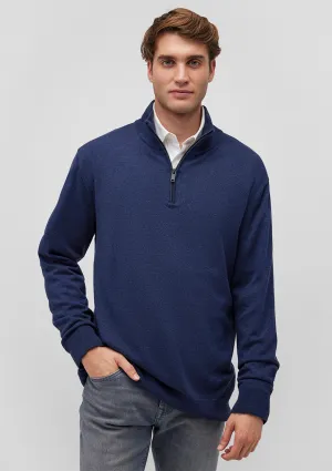 Navy Half-Zip Cashmere Blend Sweater