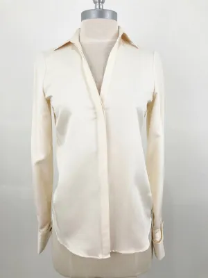 NEW Loro Piana V-Neck Silk Blouse Size 40 It (4 Us)