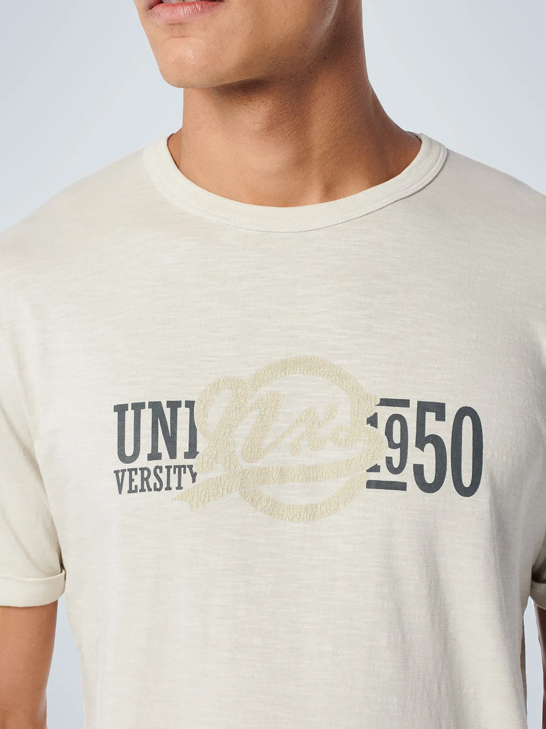 NO EXCESS UNIVERSITY PRINT CREWNECK T-SHIRT 19350370