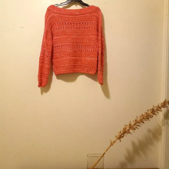 NWOT Pink Cotton Wide Neck Sweater