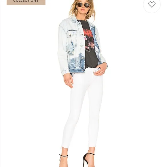 NWT $205 Frame Skinny de Jeanne Step Hem Jeans Blanc Size 25 Revolve