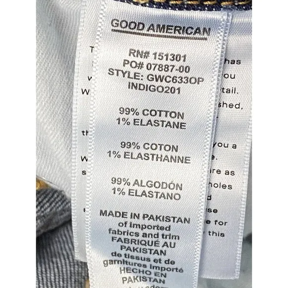 NWT Good American Womens Good Waist Cropp Jeans Sz 0/25 Skinny High Rise Indigo