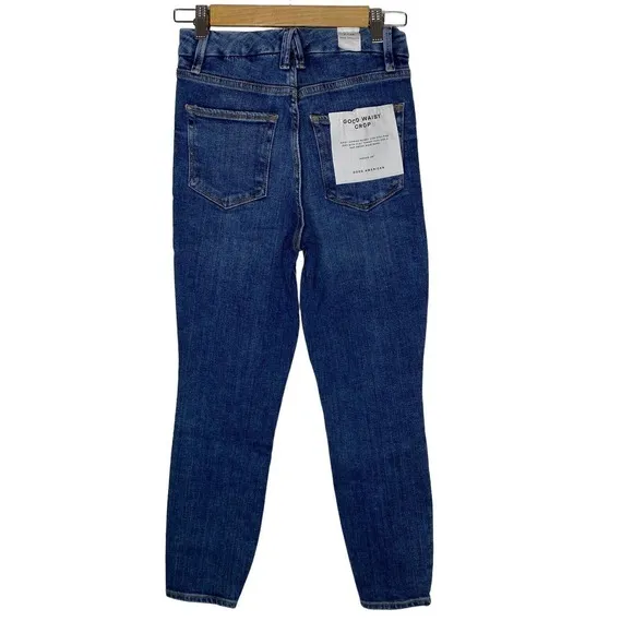 NWT Good American Womens Good Waist Cropp Jeans Sz 0/25 Skinny High Rise Indigo