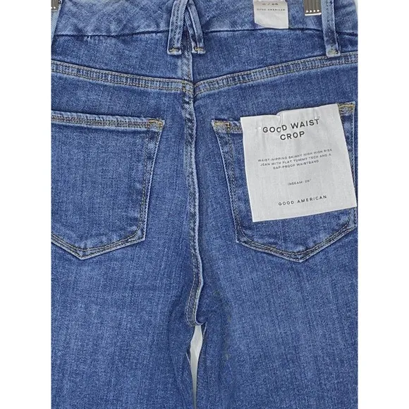 NWT Good American Womens Good Waist Cropp Jeans Sz 0/25 Skinny High Rise Indigo