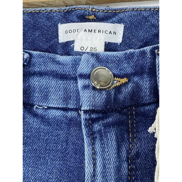 NWT Good American Womens Good Waist Cropp Jeans Sz 0/25 Skinny High Rise Indigo