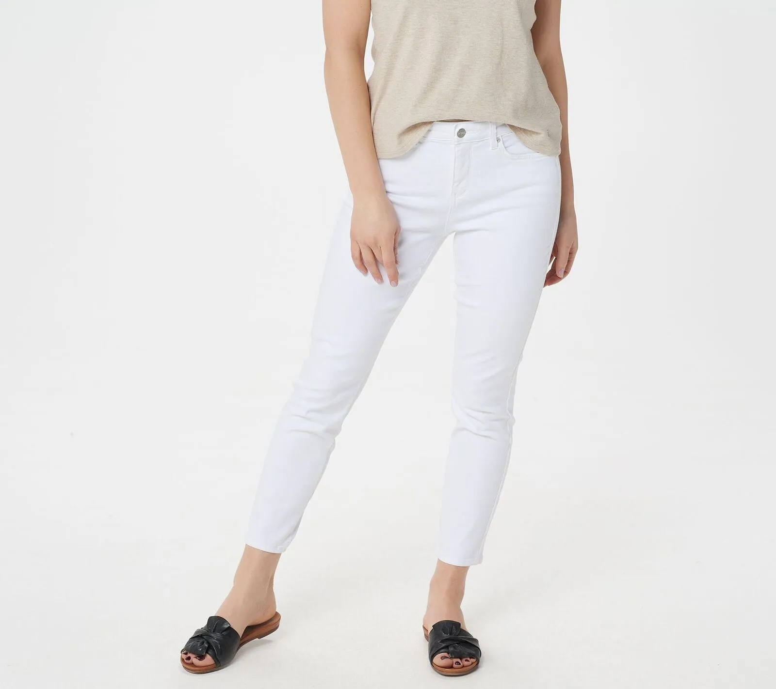 NYDJ Womens Skinny Ankle 5-Pocket Jeans A350722 White 10