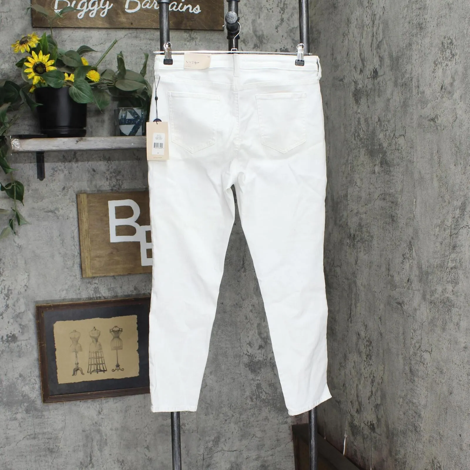 NYDJ Womens Skinny Ankle 5-Pocket Jeans A350722 White 10