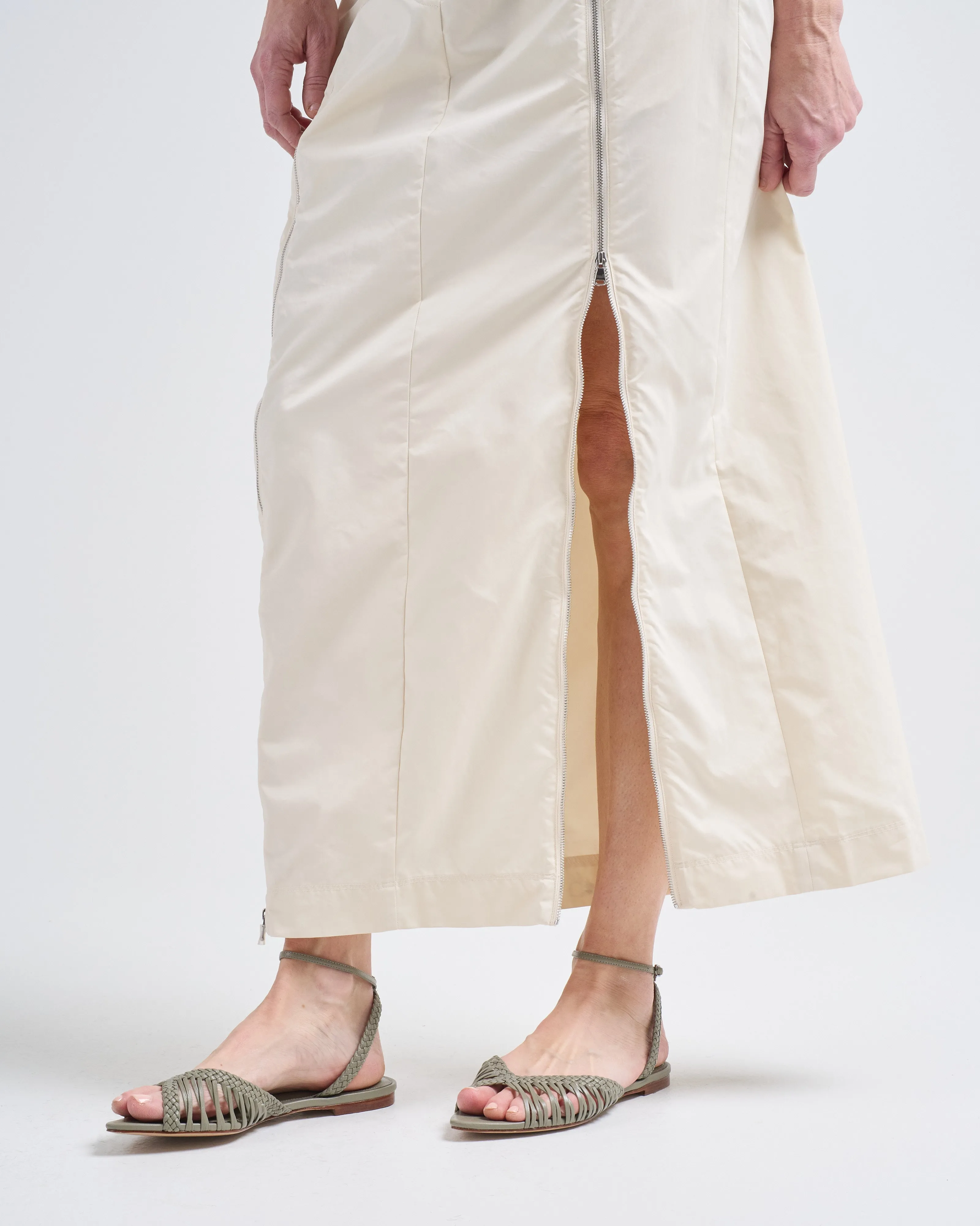 nylon zipper maxi skirt