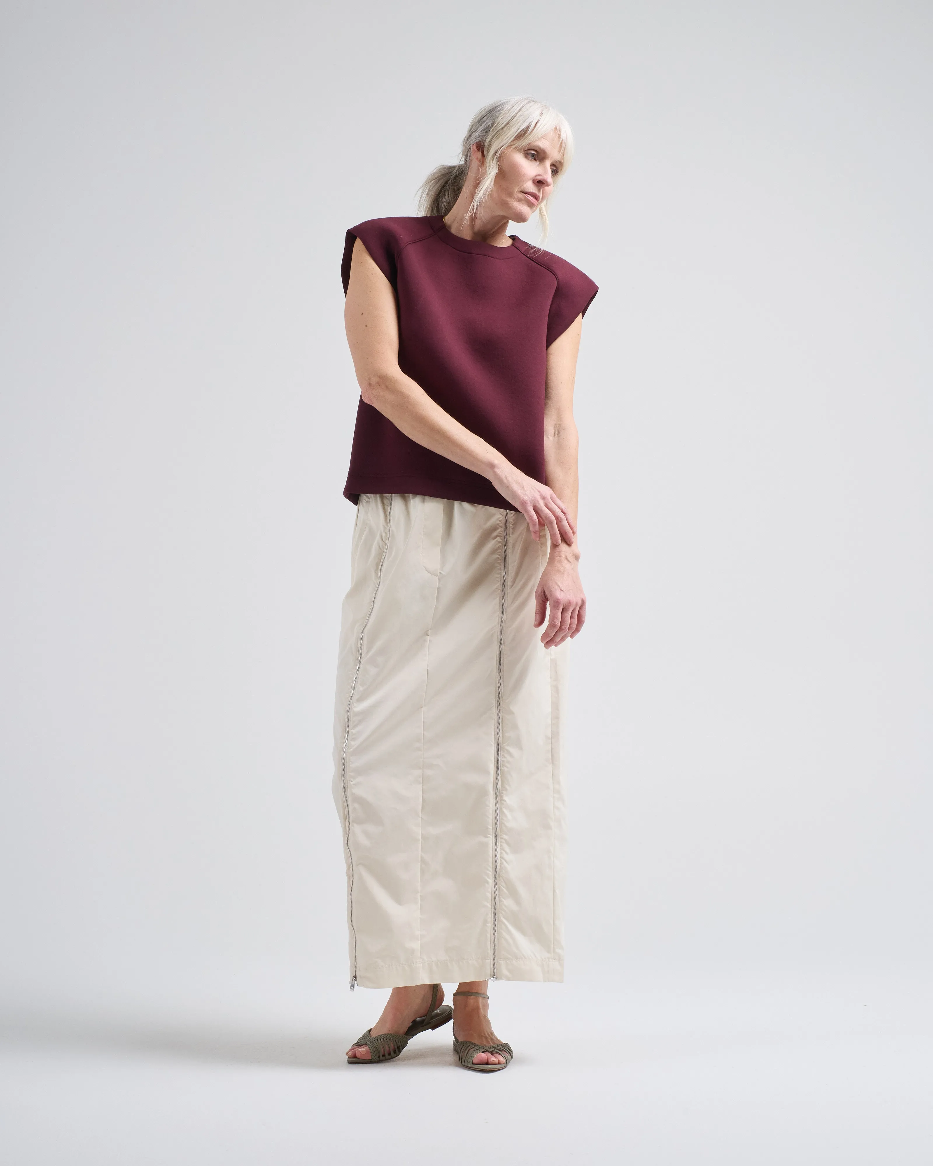 nylon zipper maxi skirt