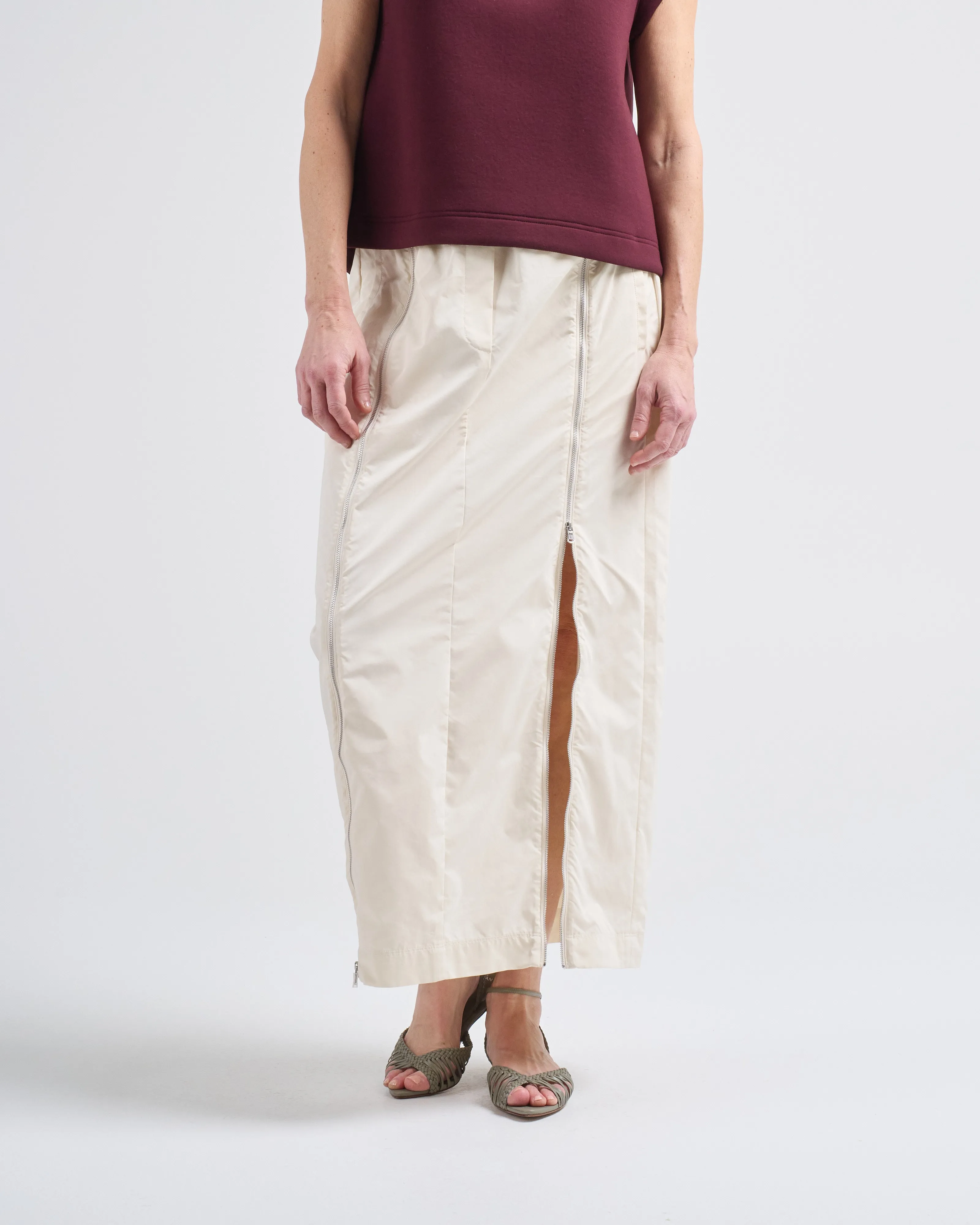 nylon zipper maxi skirt