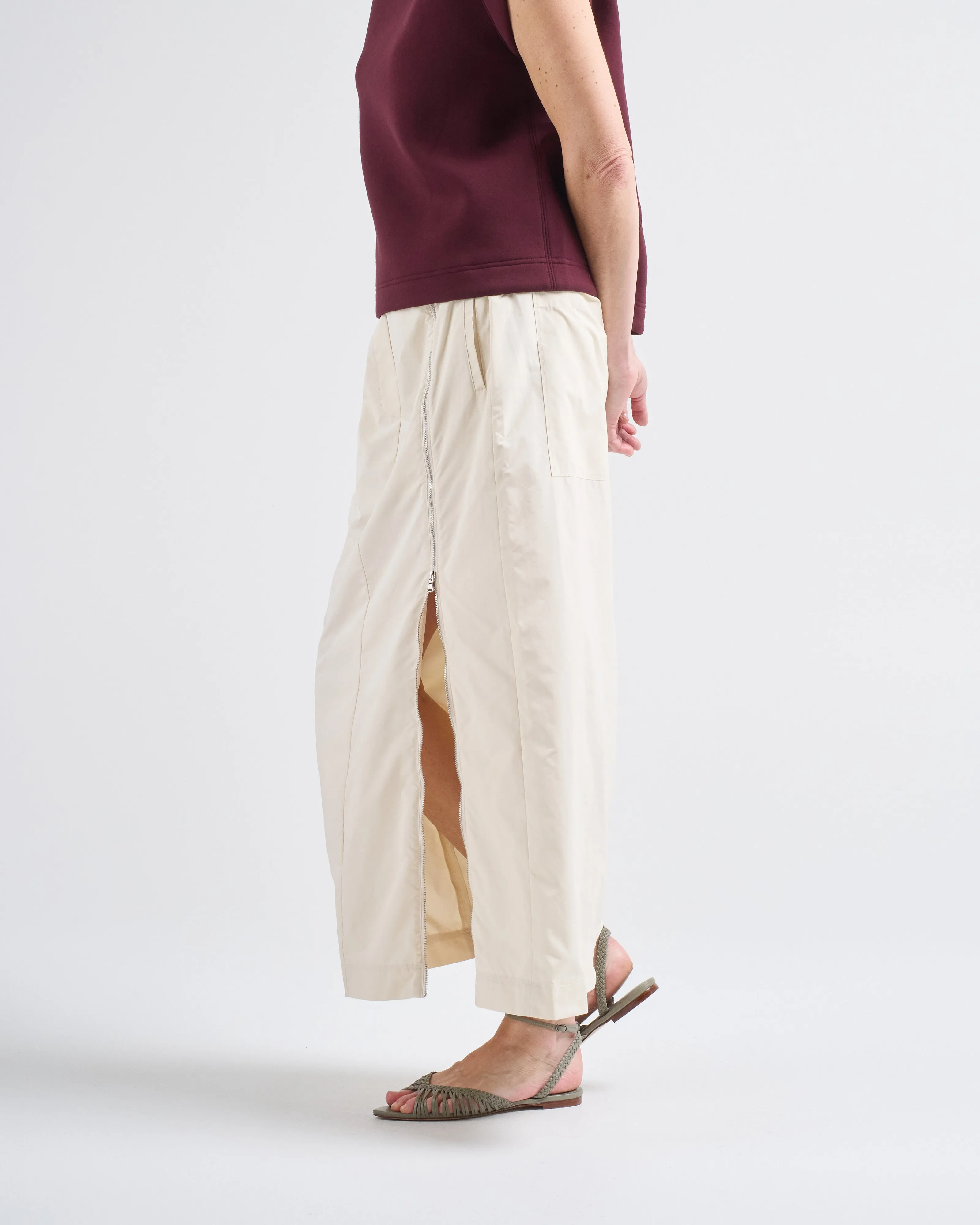 nylon zipper maxi skirt
