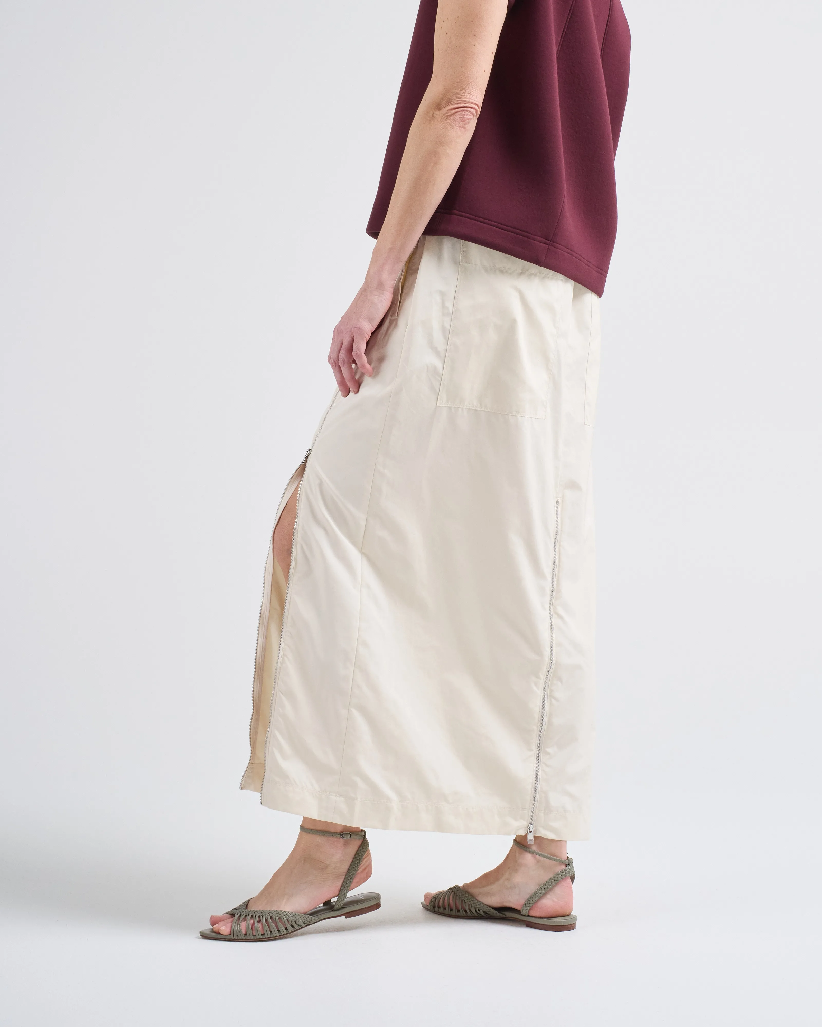 nylon zipper maxi skirt