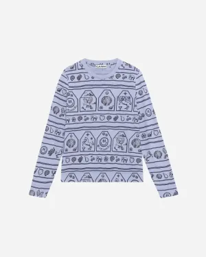O-neck Long Sleeve T-shirt - Printed Heather