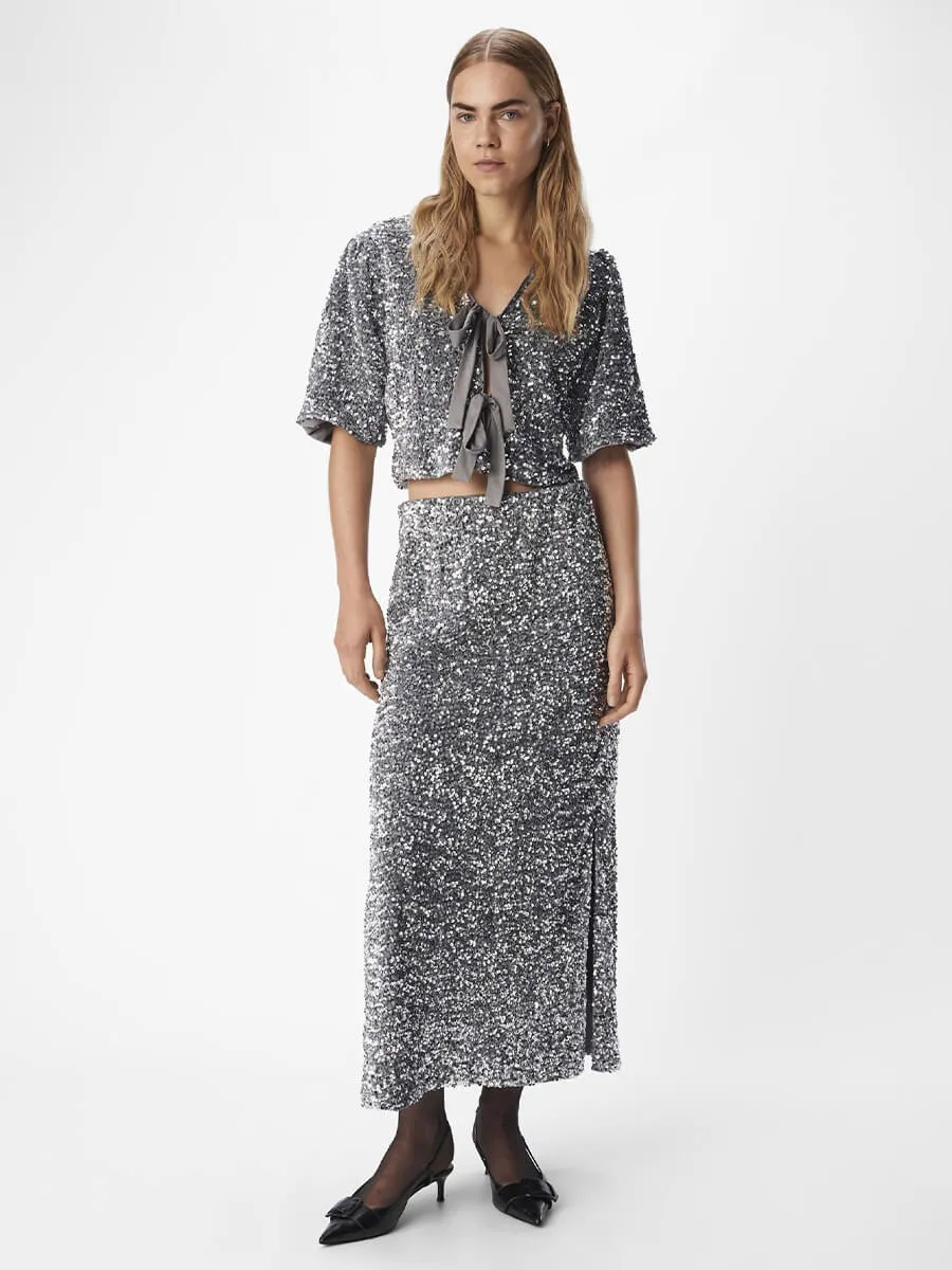 OBJKinne Sequin Maxi Skirt
