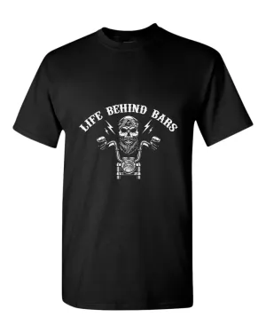 Old rider life behind bars motorcycle t-shirt