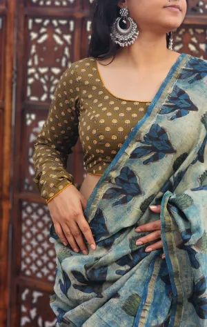Olive Green Full Sleeve Cotton Blouse