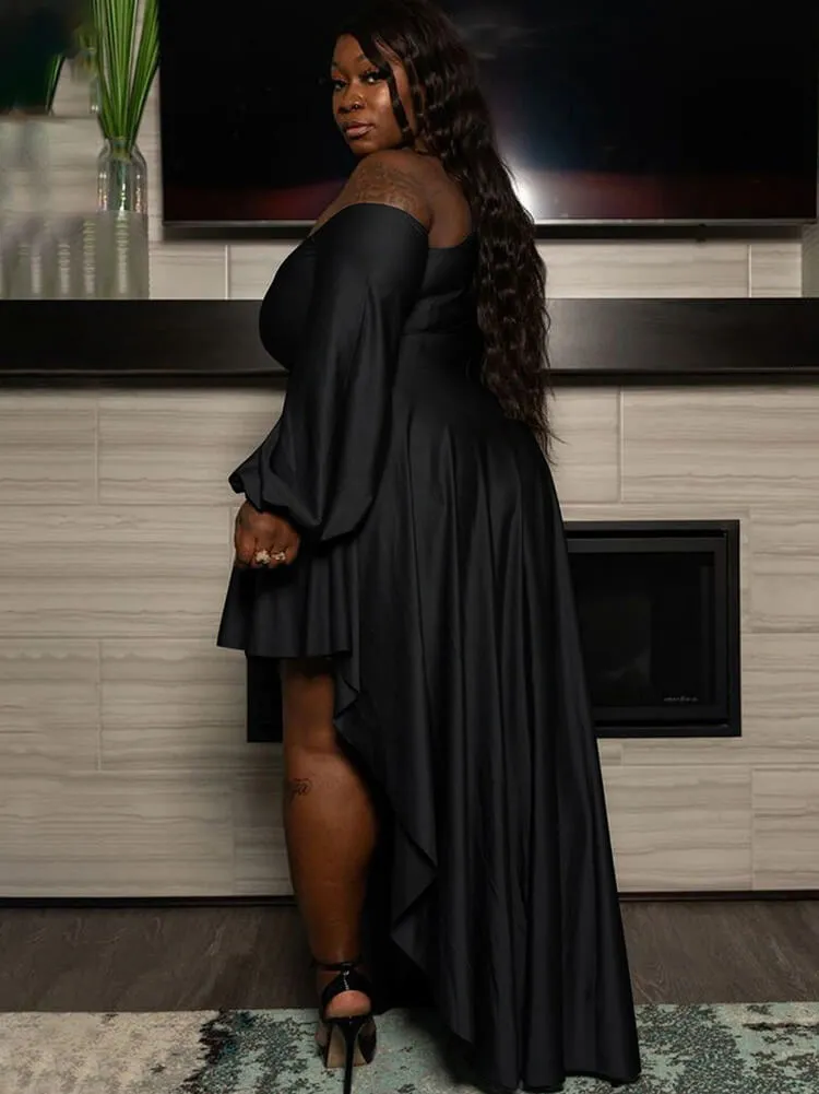 One Shoulder Asymmetrical Solid Maxi Dress