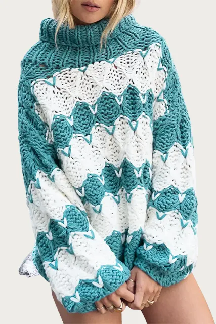 OPEN-KNIT CHUNKY TURTLENECK SWEATER
