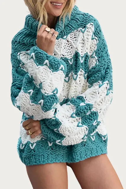 OPEN-KNIT CHUNKY TURTLENECK SWEATER