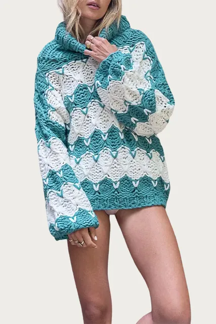 OPEN-KNIT CHUNKY TURTLENECK SWEATER