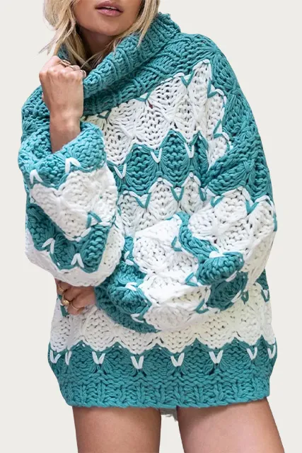 OPEN-KNIT CHUNKY TURTLENECK SWEATER
