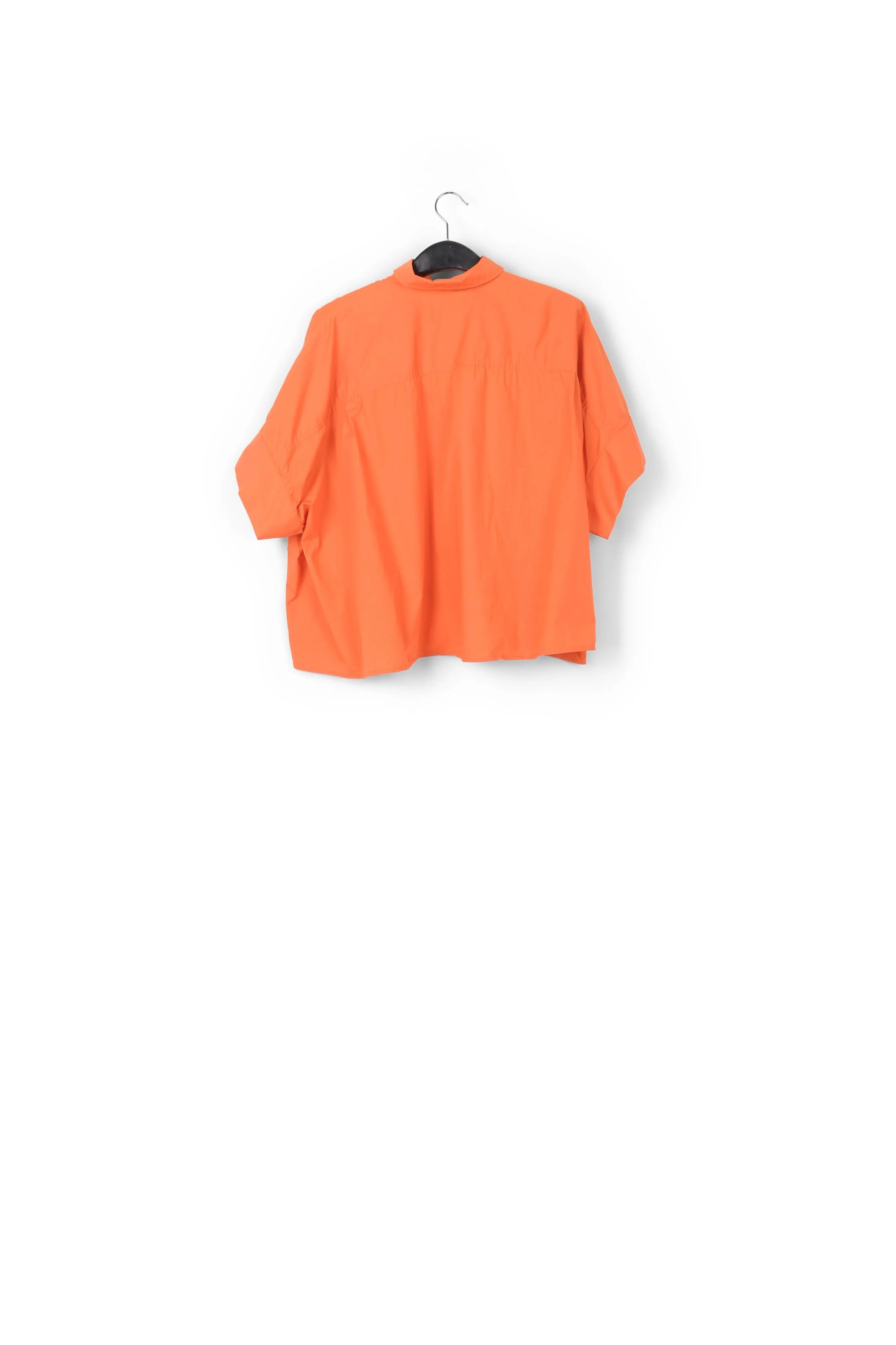 Orange oversized cotton-poplin buttoned shirt