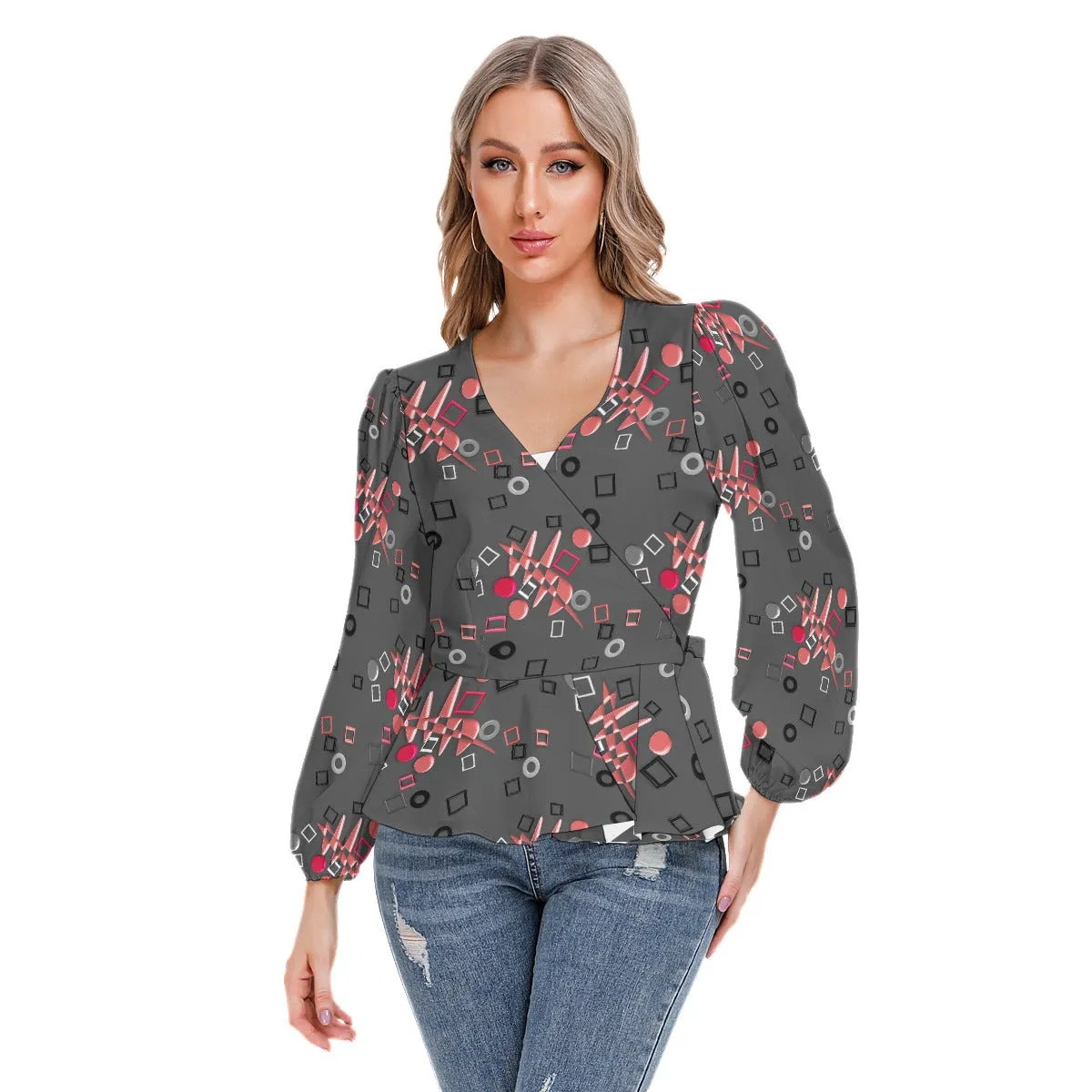 Origen Destination Women's Long-sleeve Flare Peplum blouse