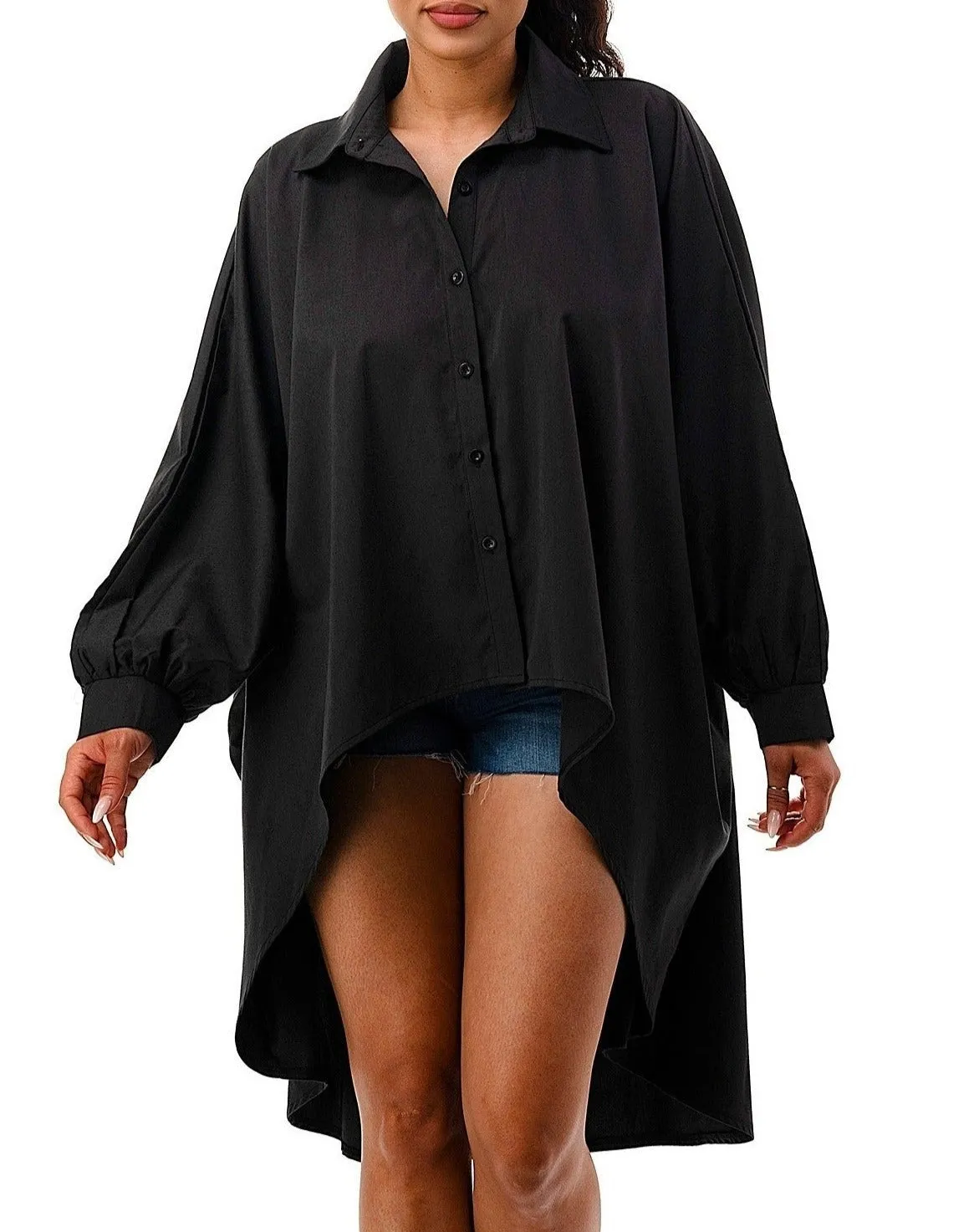 Oversized Long Sleeve Button Down Front Shirt